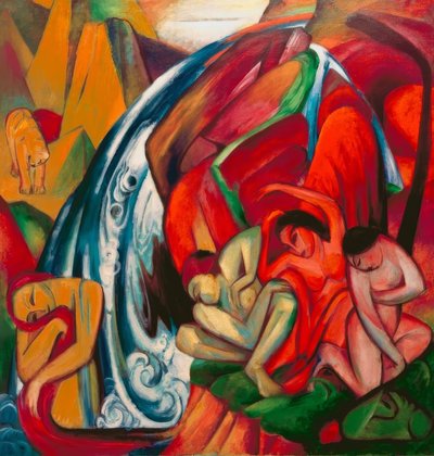 The Waterfall (Women under a Waterfall) by Franz Marc